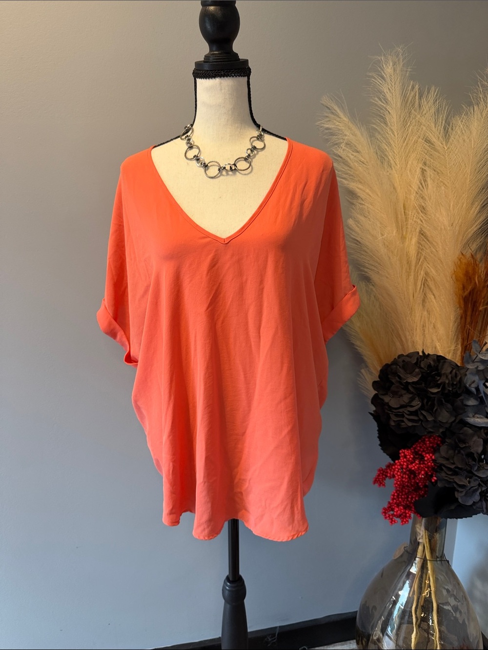 Lush Coral V-Neck Dolman Tunic